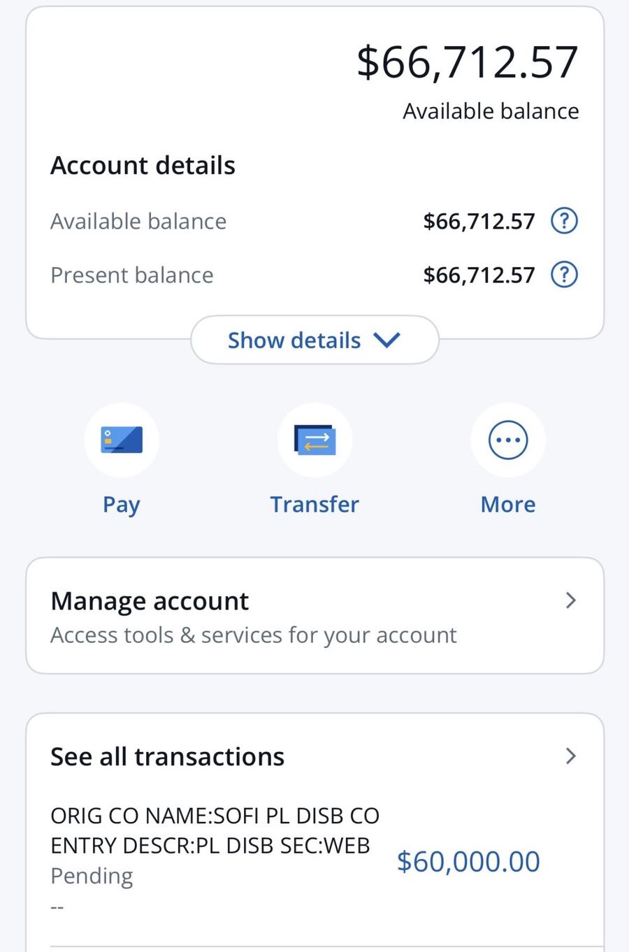 $66,712 SoFi Funds Deposited — Client Result