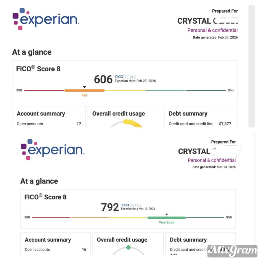 +186 Points Experian — Crystal C.