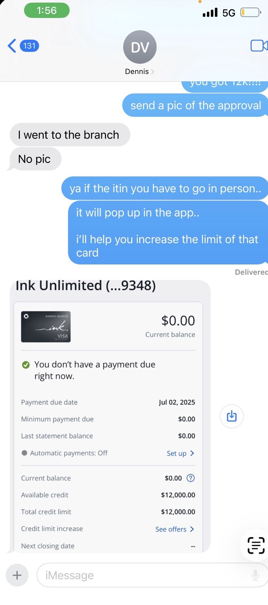 $12,000 Ink Unlimited Approved — Dennis