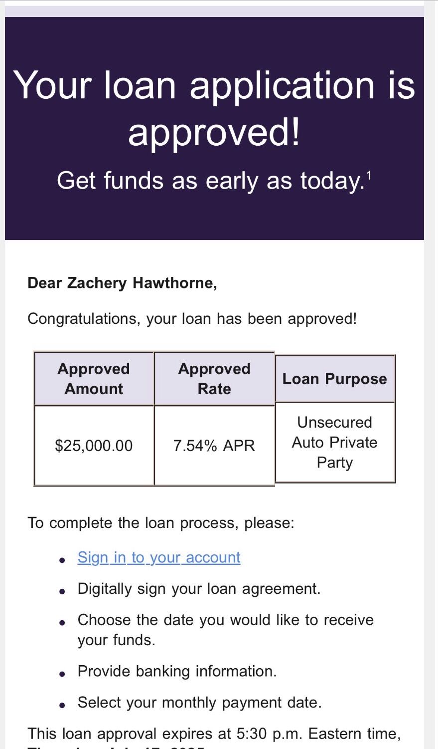$25,000 LightStream Approved — Zachery