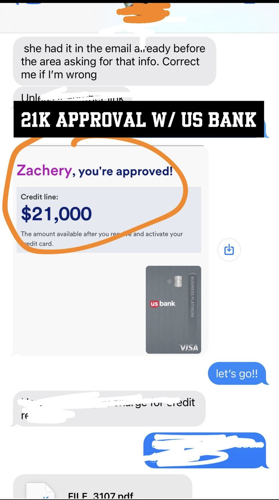 $21,000 US Bank Approved — Zachery