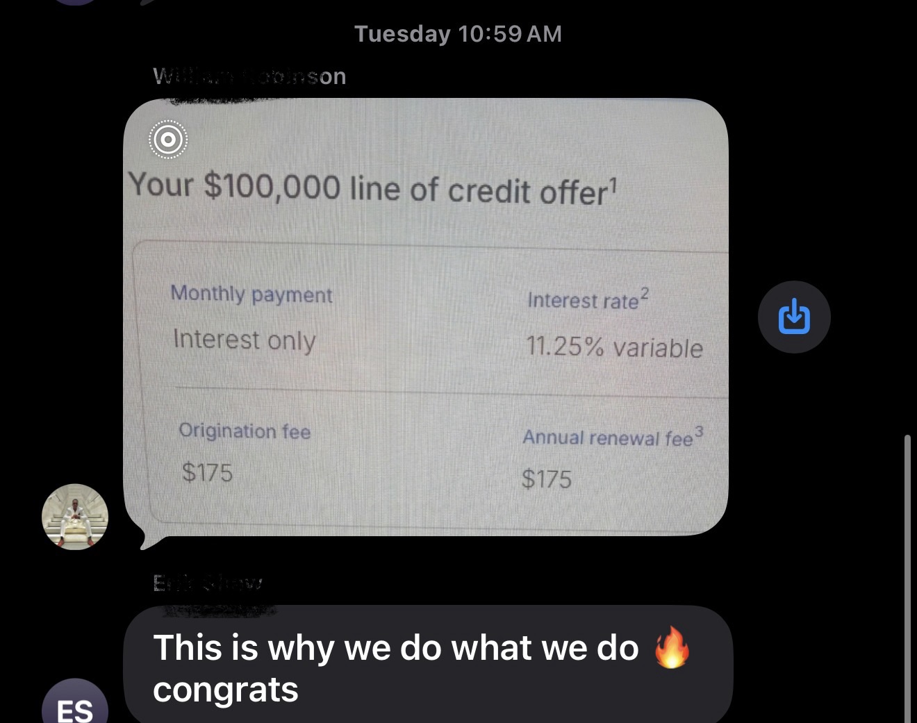 $100,000 Line of Credit Offer — William R.
